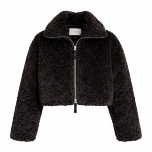 HUDSON Cropped Plush Teddy Fur Jacket – Black (Size XL)